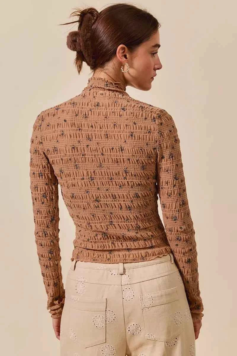 SO ME Floral Print Textured Long Sleeve Knit Top 1618300321ab401ea7cdfe382a89007a-Max-Origin