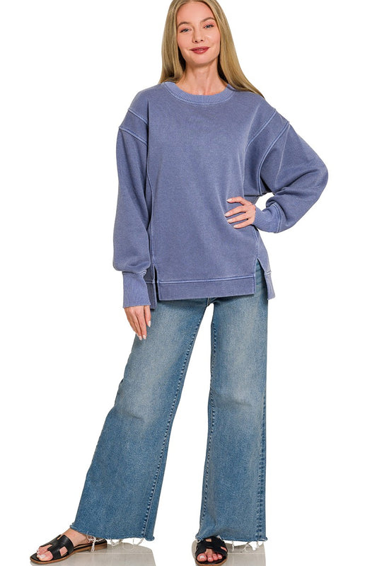 Pigment Dye Exposed-seam Fleece Sweatshirt 16191b13d79f43418b70f09934881d7a-Max