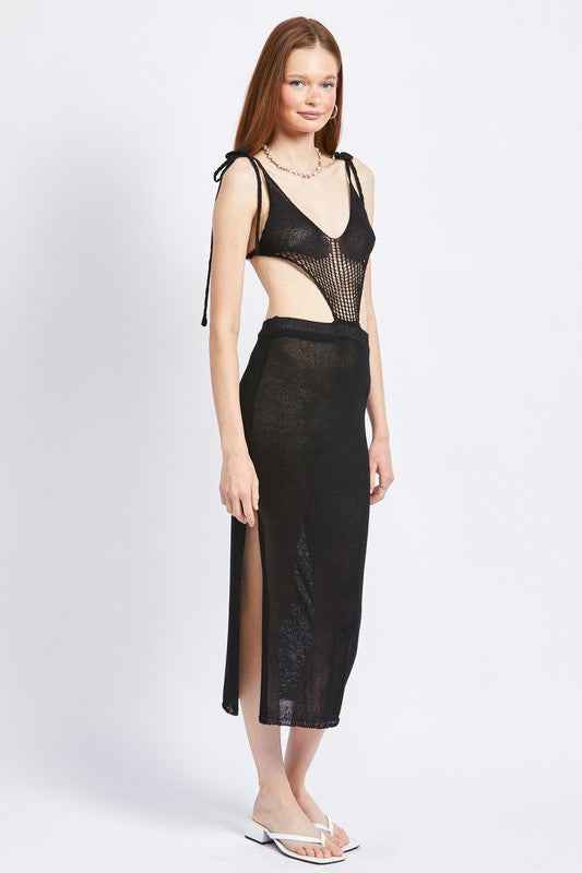 CUT OUT DETAUL MIDI DRESS WITH SHOULDER TIES 16304397_2b248538-0ad4-420d-907d-882d240556b6