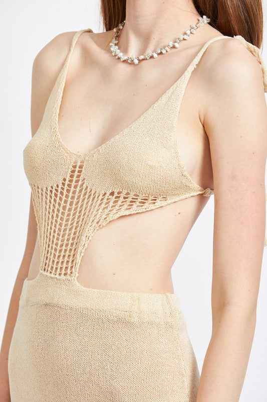 CUT OUT DETAUL MIDI DRESS WITH SHOULDER TIES 16304397_49e4a6c2-925b-4d51-ae89-7d3687e5bb4d