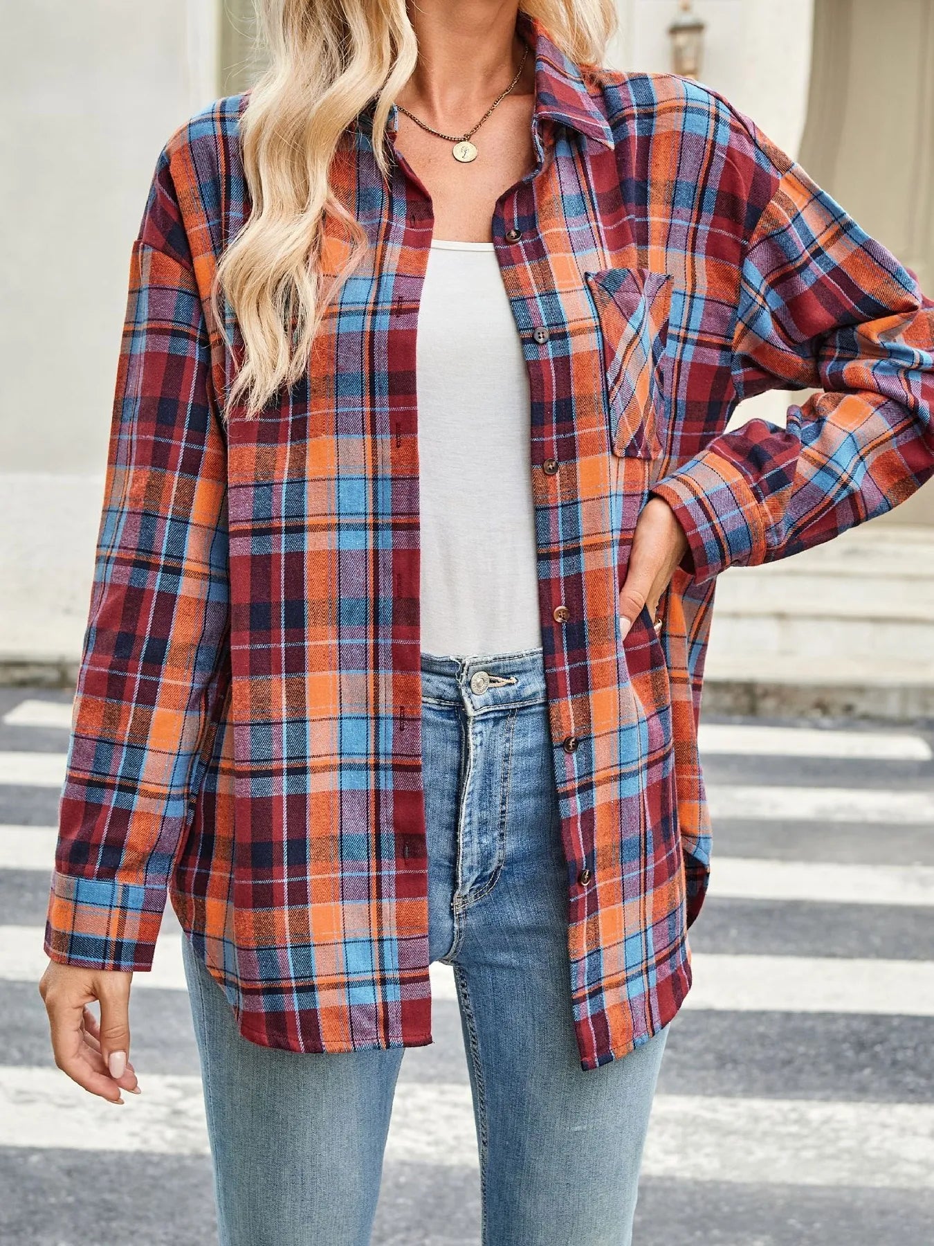 Plaid Button Up Long Sleeve Shirt Red 1633749921fb45e0b77807ecb0033833-Max-Origin