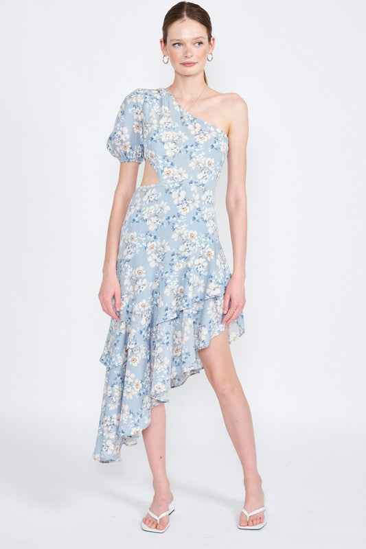 ASYMMETRIC ONE SHOULDER DRESS WITH CUT OUT BLUE FLORAL 16357311_53923b6d-765c-43a2-bfc7-954f76fe69c7