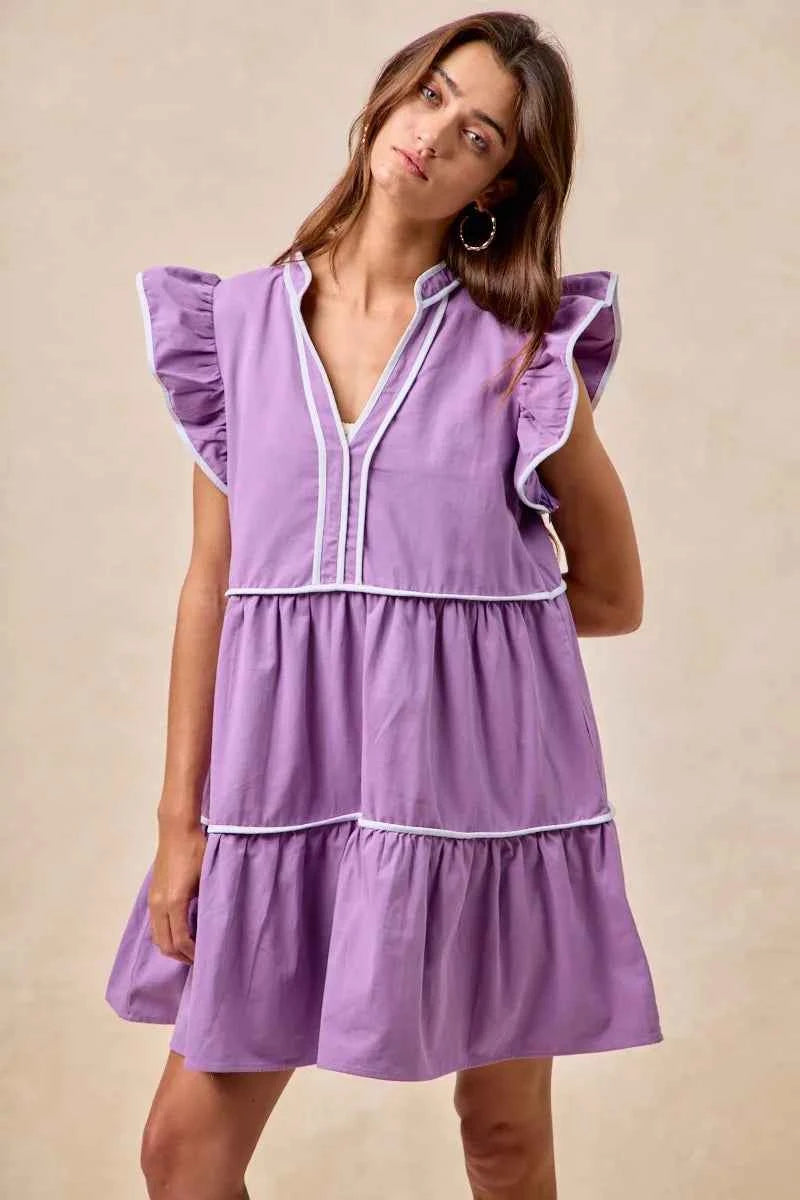 BiBi Gameday Theme Contrast Binding Ruffled Dress 164cd2935dd44164b78ec8317041d0c4-Max-Origin