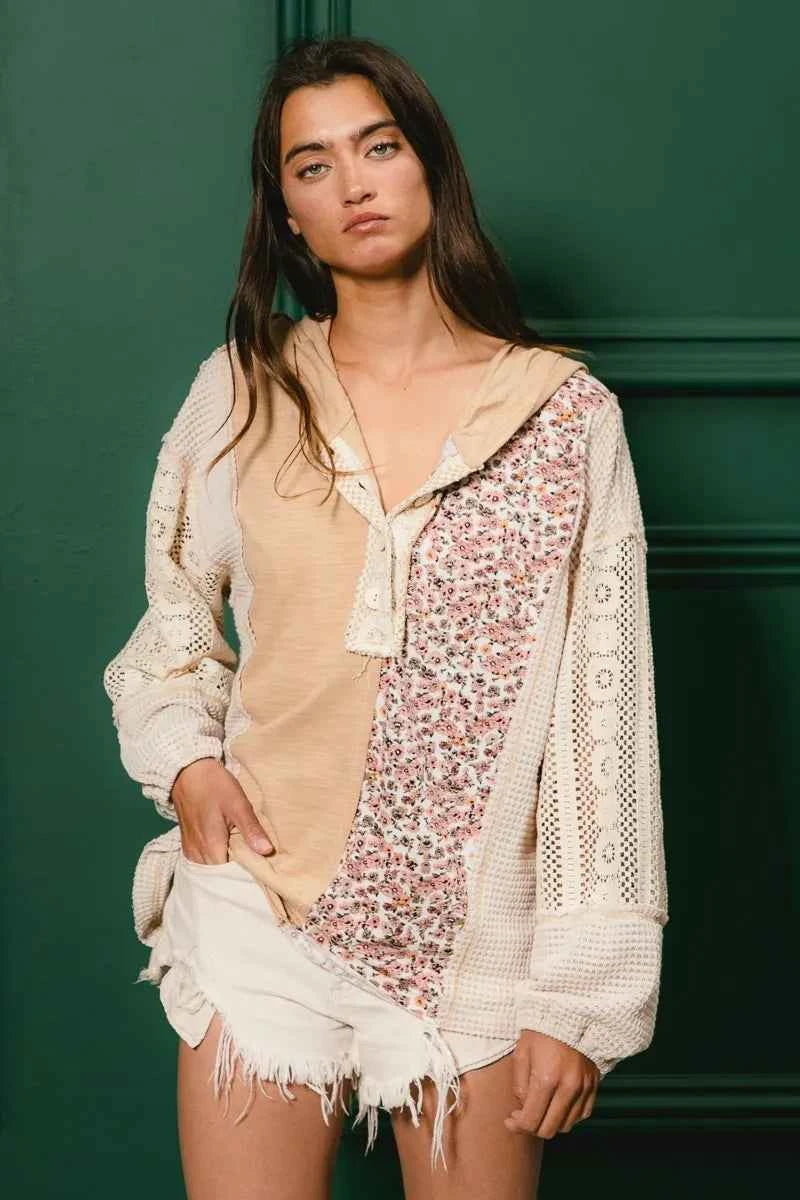 BiBi Slub Jersey with Lace Combo Buttoned Hoodie Top 165078dadbae464e98a2f748f7d4f950-Max-Origin