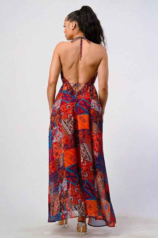 Bohemian print sequin lace trim maxi dress 16673030_14fd60bf-0b9b-463f-8ba4-355a1c010b07