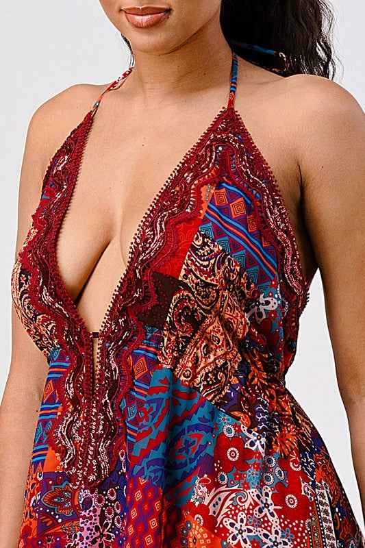 Bohemian print sequin lace trim maxi dress 16673030_e1ab490e-8091-4ed1-baf2-c25f212b7f65