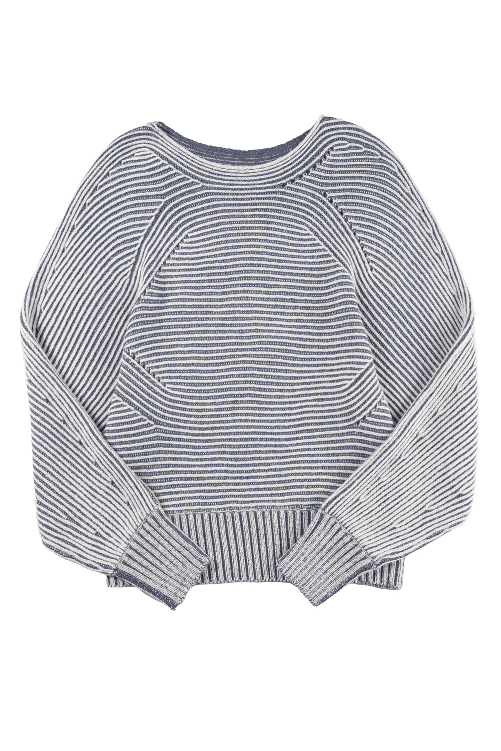 Black Striped Print Ribbed Knit Raglan Sleeve Baggy Sweater 167595f66a105562