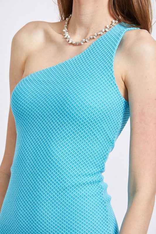 ONE SHOULDER TEXTURED MINI DRESS 16790364_18772dc7-061f-4a0b-a1c9-5bf5c1d6aa9b