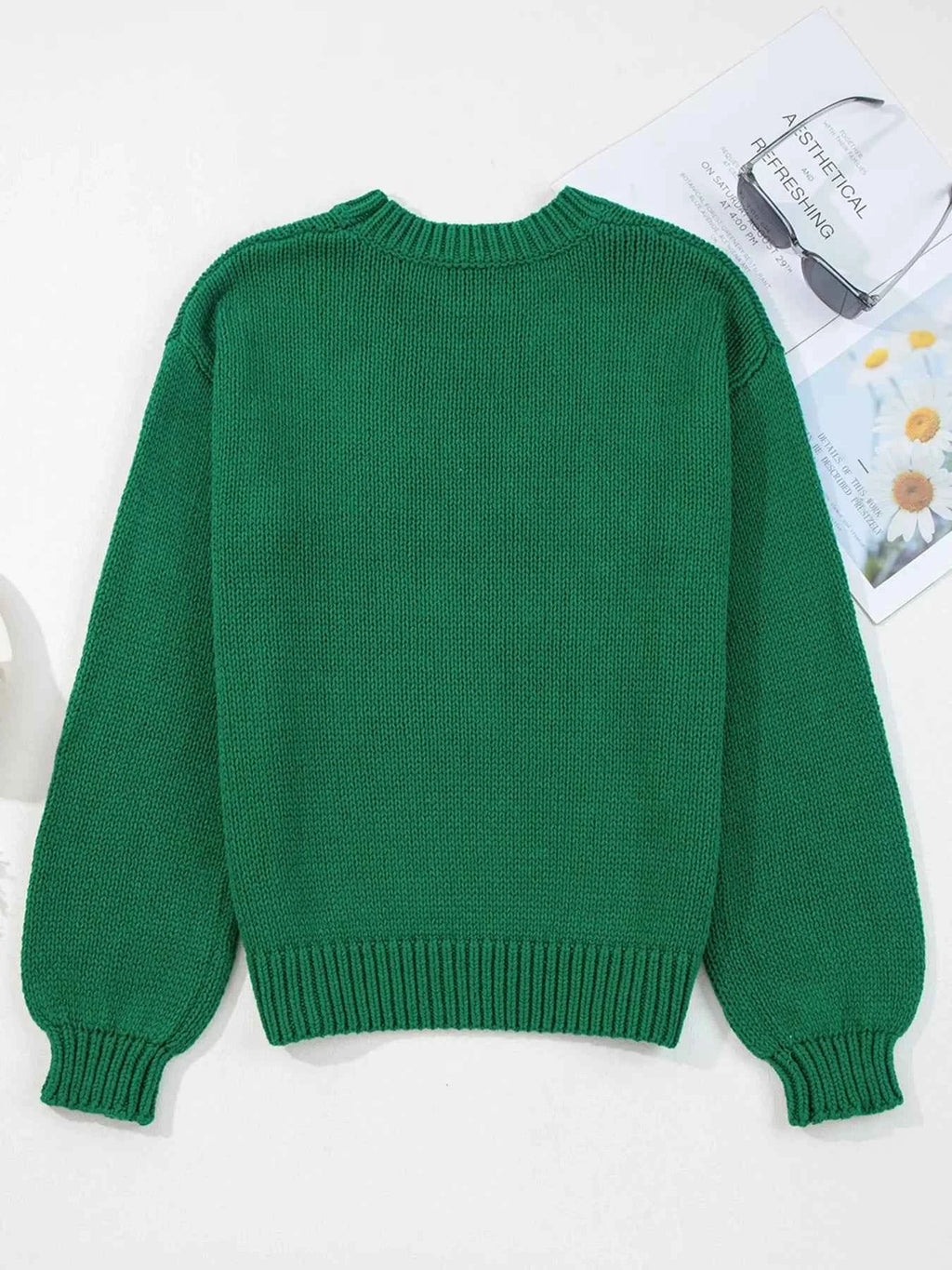 Plaid Bow Graphic Christmas Sweater 167fddb7d5ee44feaa5e2262c5f5e3ae-Max-Origin