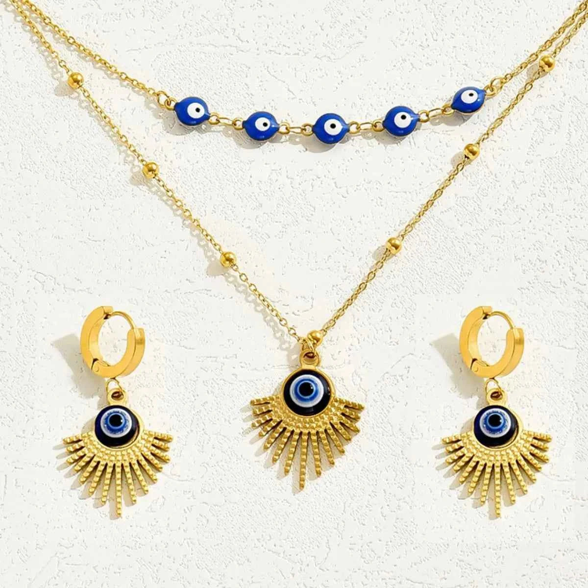 Stainless Steel Resin Necklace and Earrings Jewelry Set 16822236-fb80-45d0-a6d6-04c7e322a6af-Max-Origin