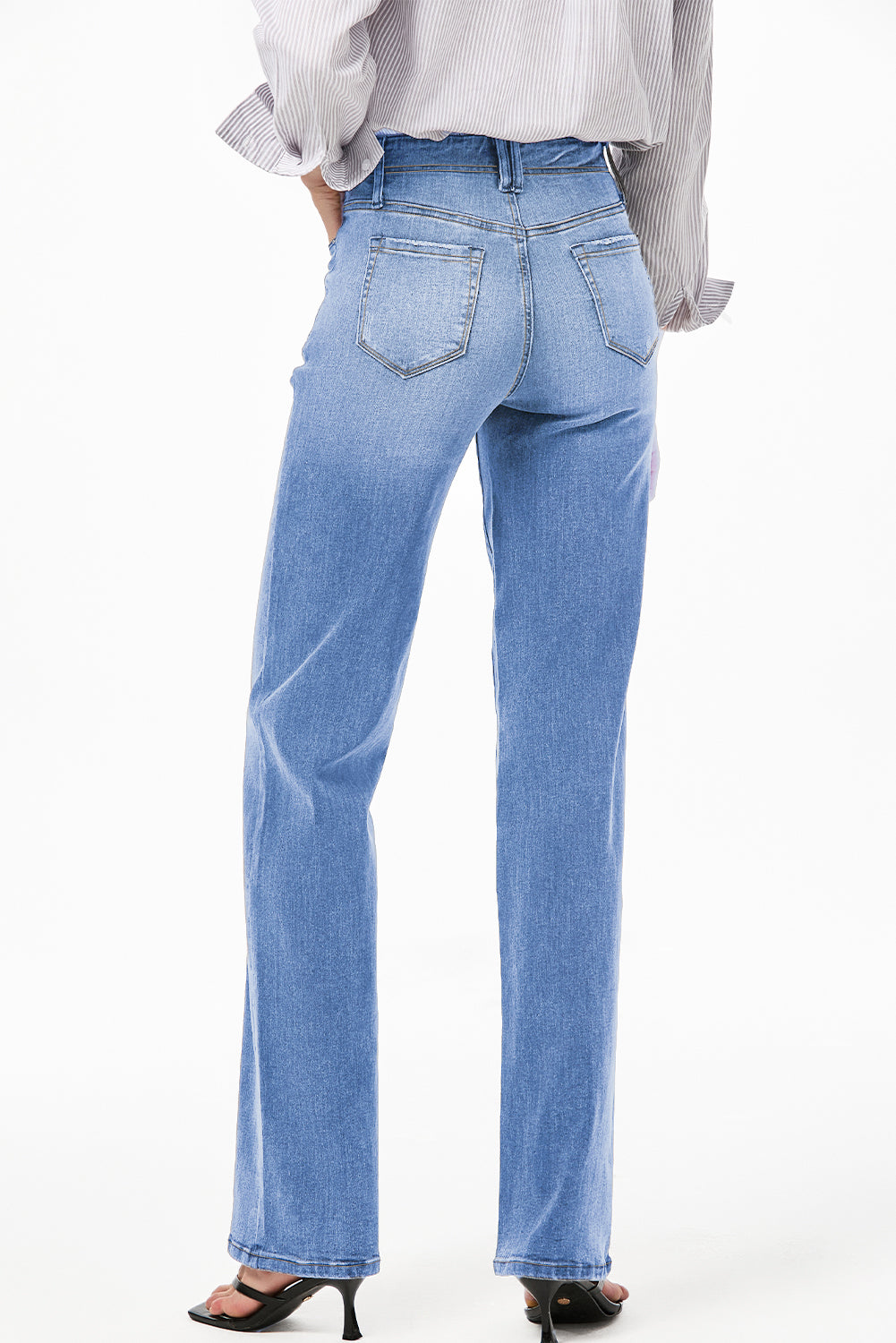 Dusk Blue Loose Straight Leg Cropped High Waist Jeans 168b1c8ff01733ee