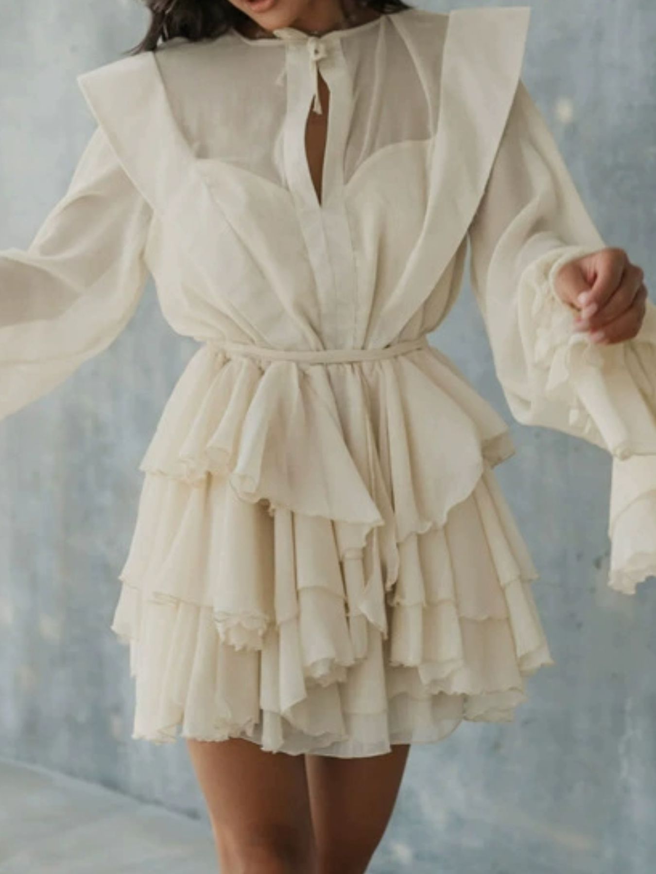 Ruffled Long Sleeve Mini Dress 168d4e31-bbca-48a1-859c-a3d2cc144388-Max