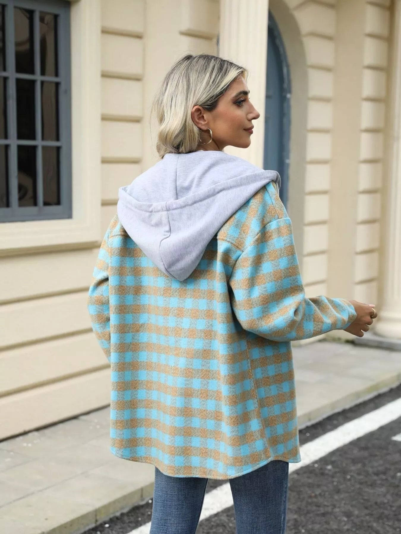 Plaid Button Up Long Sleeve Drawstring Hooded Jacket 168fc27c654f433c800dc65ac6c261b1-Max-Origin