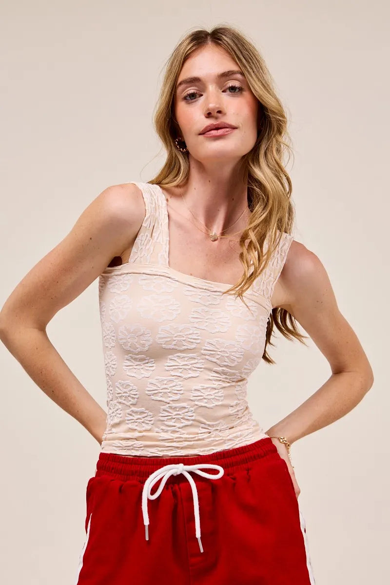 SO ME Two Tone Floral Seamless Tank Top 2TONE OATMEAL 1696fc673cad42cba58d89ffdf514a79-Max-Origin