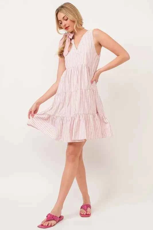 Lime 'N' Chili Striped Sleeveless V-Neck Tiered Dress 1697c914780e4c99971f63294dff9cf0-Max-Origin