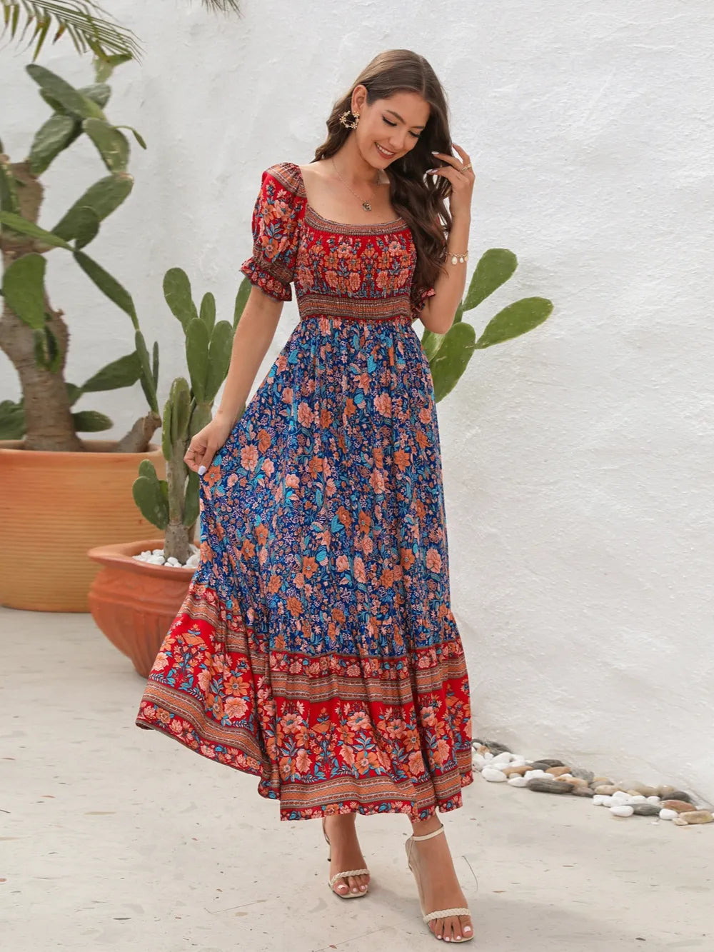 Floral Flounce Sleeve Midi Dress 16b44d62-a5f3-4620-9dcb-d979cc610275-Max