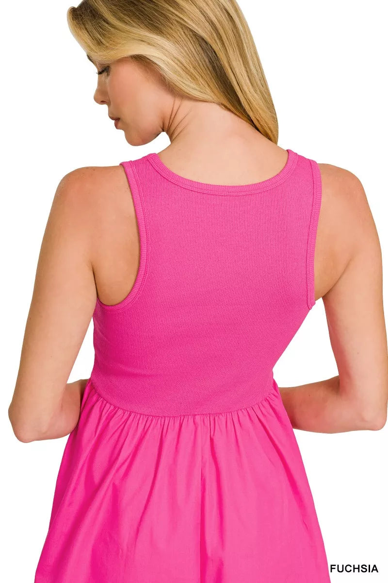 Zenana Combined Knit & Woven Midi Dress 16b5daba8dcb4e16aad8fcde9cd7d5e6-Max-Origin