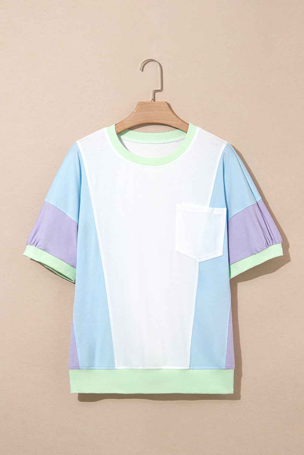 Purple Colorblock Patchwork Oversized T Shirt 16c7e4574f3fc392