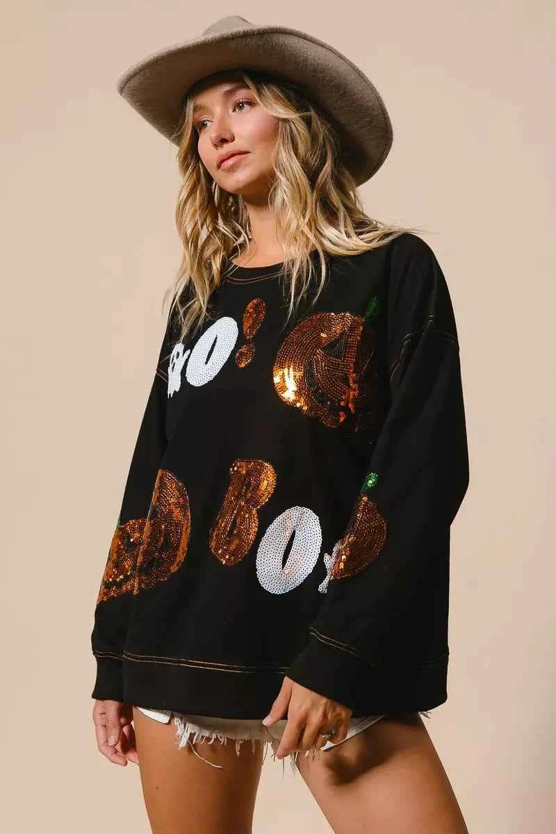 BiBi Halloween Theme Sequin Embroideries Sweatshirt 16cce4d305424a618eba2fc46b7a6c75-Max-Origin