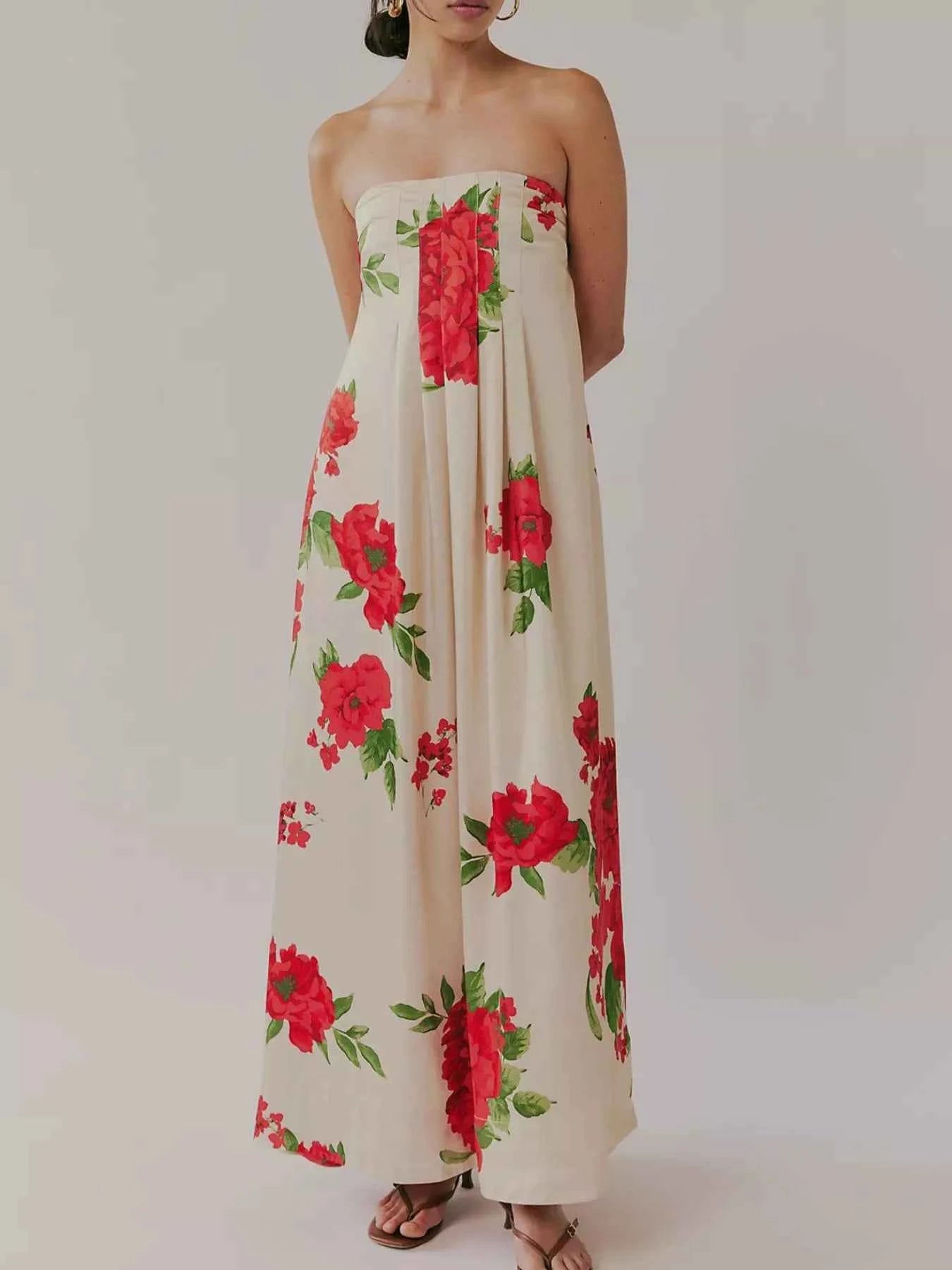 Floral Print Sleeveless Maxi Dress Dress-ivory 16d9b48d-e18a-43b4-aea7-fcd328504397-Max-Origin