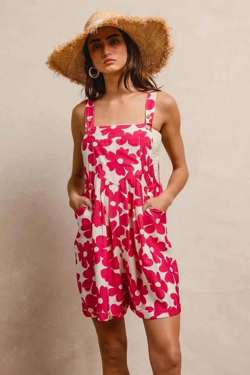 BiBi Floral Prints Tuck Detail Short Overall With Pockets 16e6d4c8f28a4927bbe5d308d080ea2a-Max-Origin