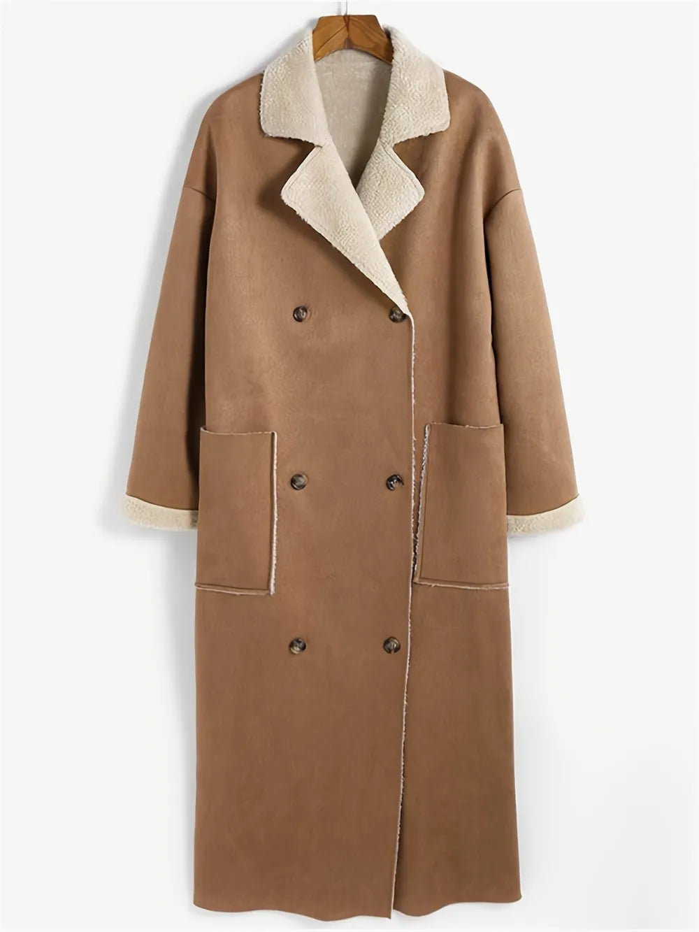 Plus Size Drop Shoulder Sherpa Longline Coat 16f40be8-54fb-4b3e-a7d0-8aa9484fb00a-Max