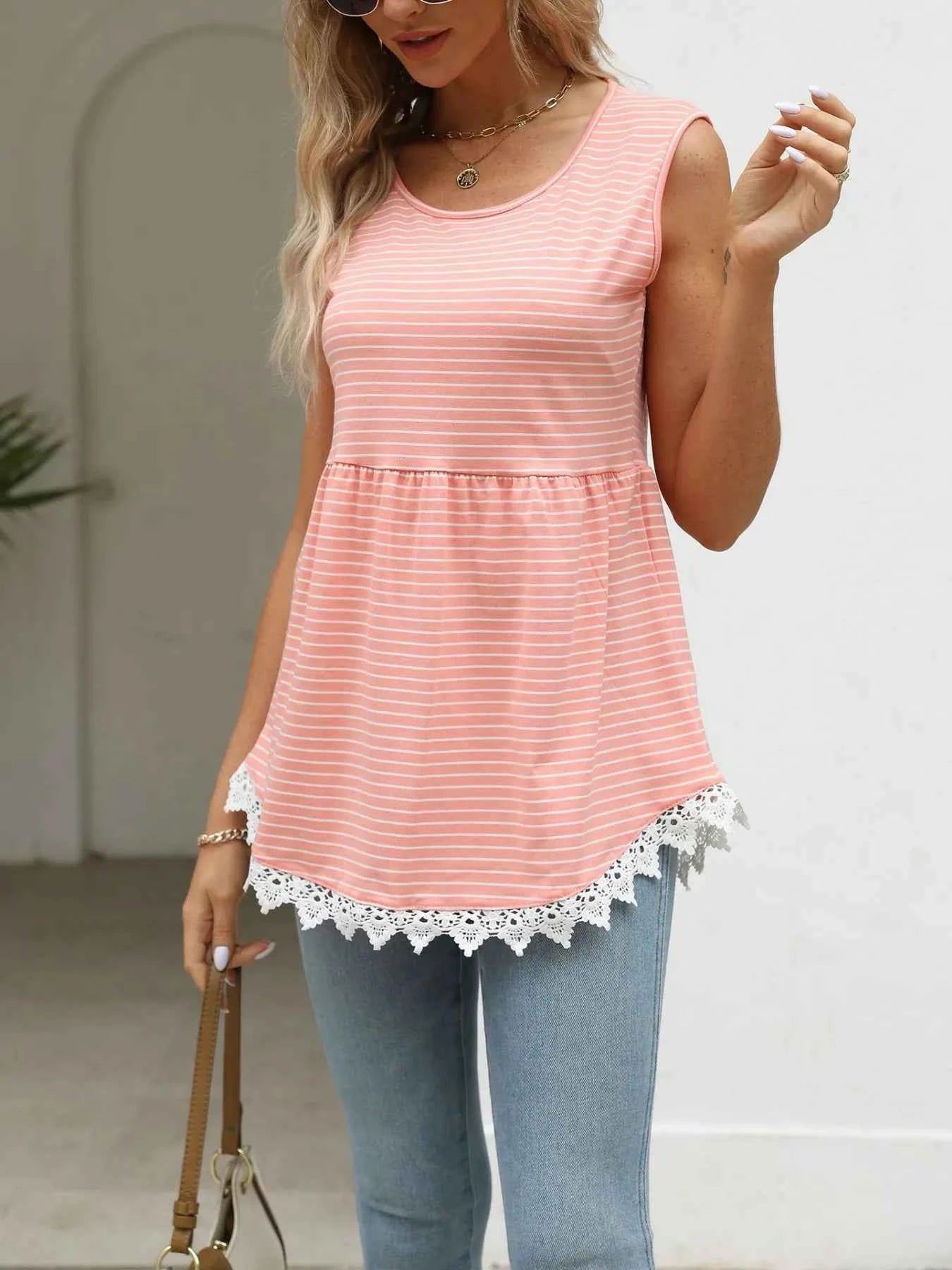 Lace Trim Sleeveless Babydoll Tank Top 16fea13e-d4e0-4643-8451-07c9359c88f9-Max-Origin