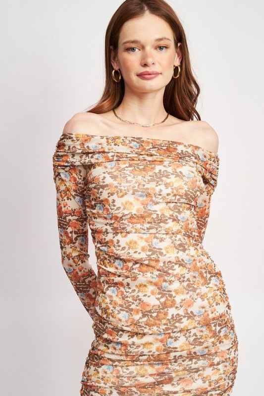 OFF SHOULDER PRINTED FLORAL DRESS 17031436_29043047-5020-46bb-808e-3f123bd4b6b2