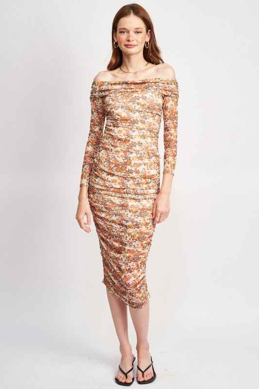 OFF SHOULDER PRINTED FLORAL DRESS NUDE FLORAL 17031436_c7110aab-7648-4c98-8b5f-ffcff7965bce