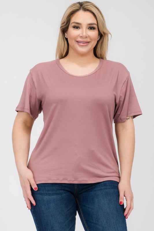 Plus Size Basic Short Sleeve T-shirt NOSTALGIA ROSE 17069291_1c69ee9d-be24-4ae4-81e1-bf446e998a41