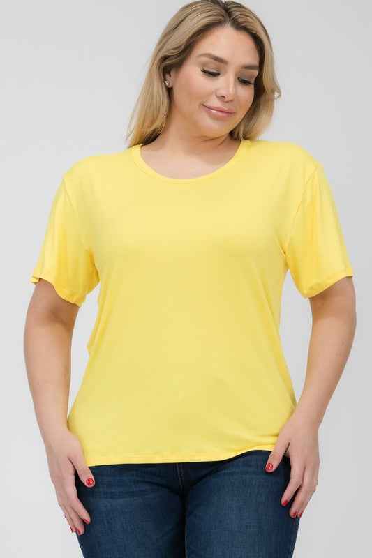 Plus Size Basic Short Sleeve T-shirt Yellow 17069291_78207672-608b-41dc-a32c-78c64b071672