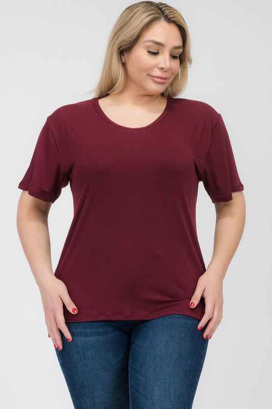 Plus Size Basic Short Sleeve T-shirt Burgundy 17069291_c53d2f77-f95b-4073-8186-f737b96a4264