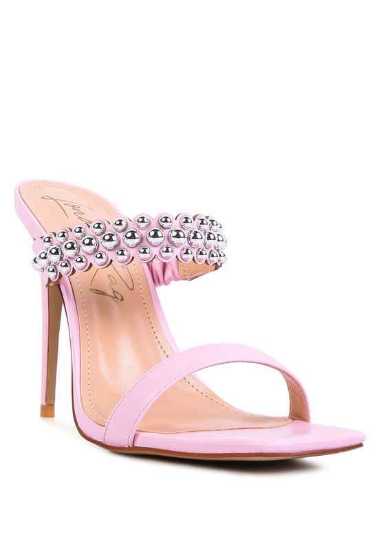 Bandy Stieletto Heel Metal Stud Sandals Pink 17128253_90d6b2ed-3228-48dd-9b54-a95ebbcc4beb
