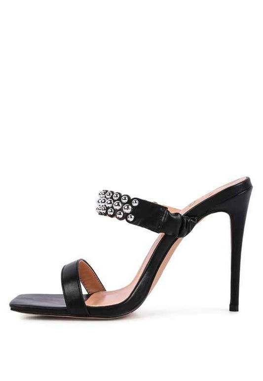 Bandy Stieletto Heel Metal Stud Sandals 17128253_defded26-82ec-4d94-b3e9-f453f266e8df