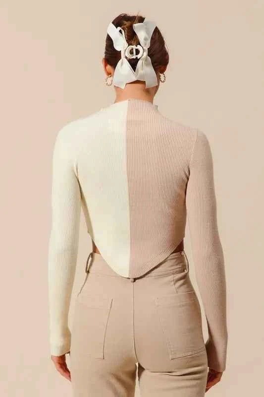SO ME Color Block Fitted Crop Sweater Top 1716cdac460846ffa374d9de96206cb7-Max-Origin