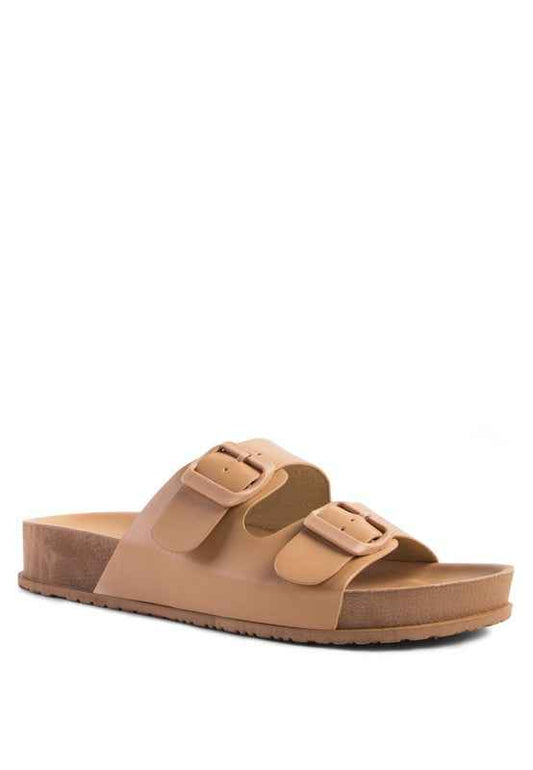 MINATA PLATFORM BUCKLED SLIDE SANDALS Latte 17200181_6d0c7aba-a2bd-435b-8568-71e07bab854f