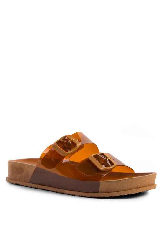 MINATA PLATFORM BUCKLED SLIDE SANDALS Mocca 17200181_7c9c8dcc-93b5-4149-a983-ffa603166601