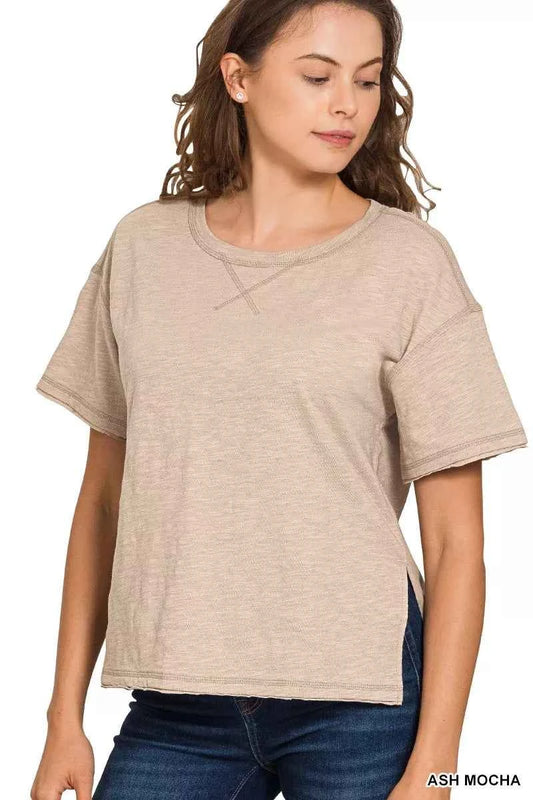 Zenana Cotton Slub Short Sleeve Tee 17201ed8436447d89812e9b6414235e5-Max-Origin