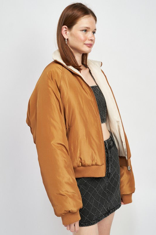 Reversible puffer jacket for women lightweight insulated zip-up coat 17206741_260a623f-3c2d-4358-8624-861976b6c993