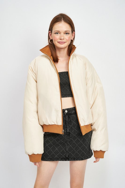 Reversible puffer jacket for women lightweight insulated zip-up coat 17206741_4992dc59-a944-43ed-9875-ad139f2454d1