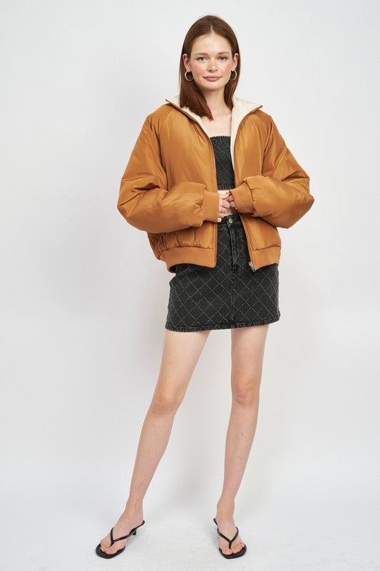 Reversible puffer jacket for women lightweight insulated zip-up coat 17206741_e9418725-7188-4bd9-b7f7-33c63b1be517