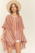 COLORFUL VERTICAL STRIPE PONCHO PEACH ONE SIZE 17244499_1f337cbd-758e-4272-8c03-9baacf56675a