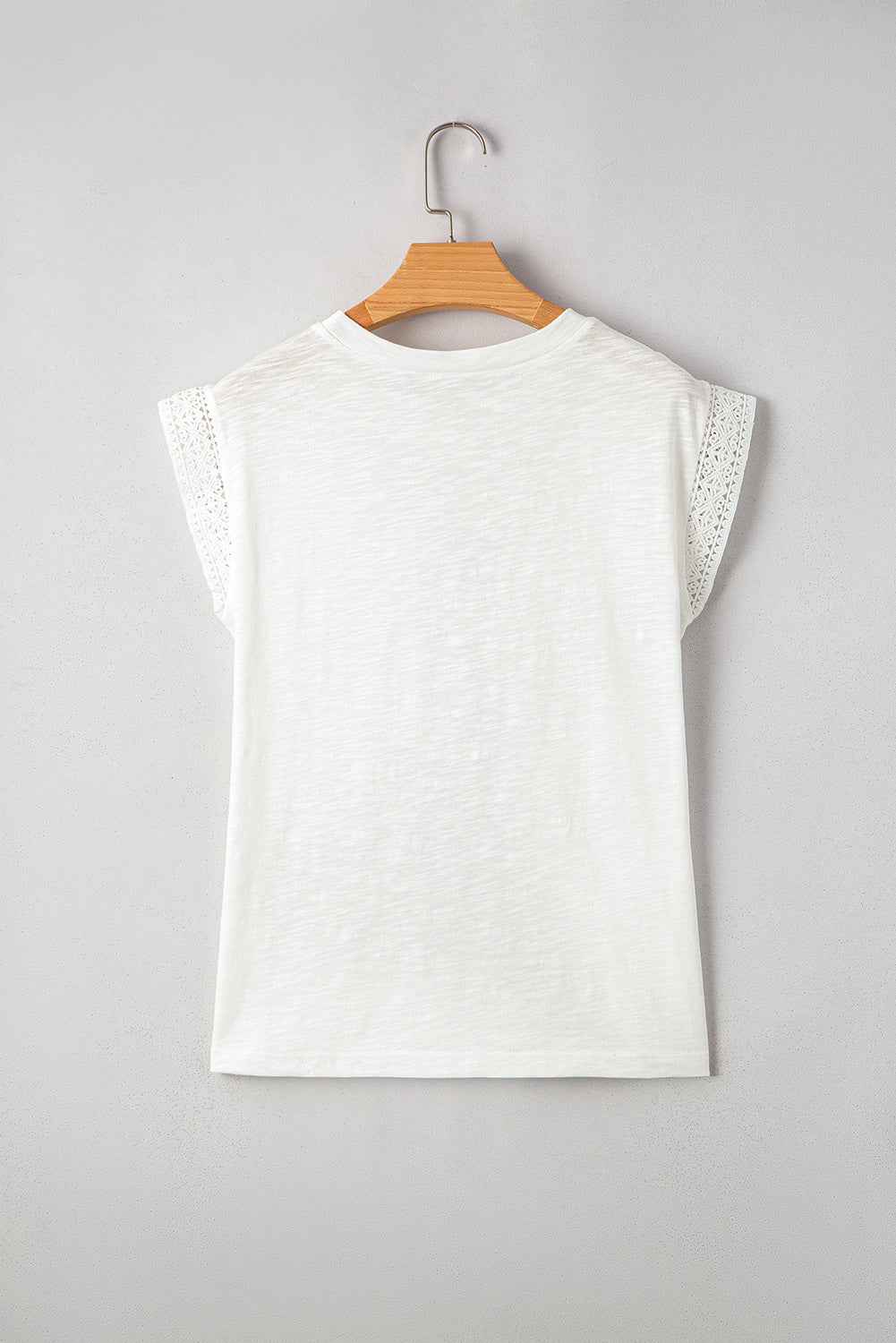 White Lace Patchwork Cap Sleeve Round Neck Top 1732e240a20ec07b