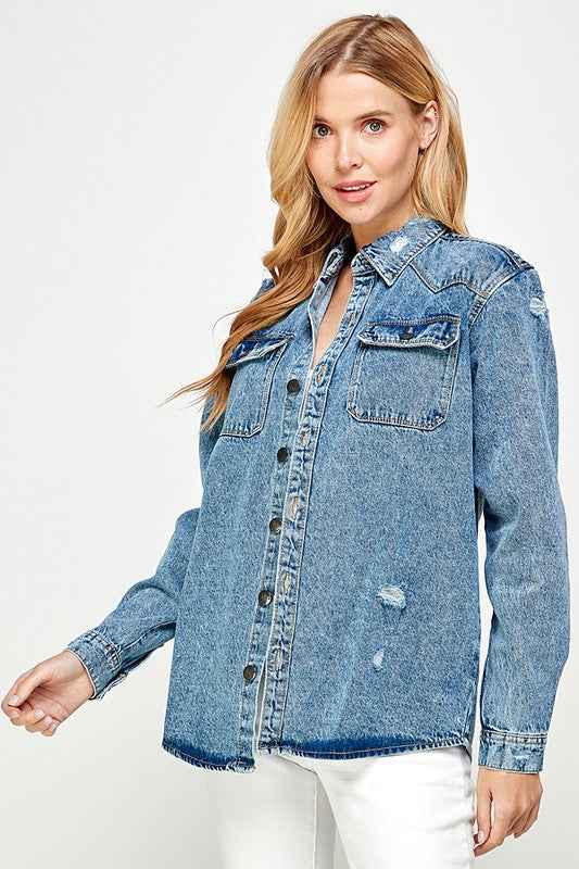 Women's Distressed Denim Shirts 17344983_18acb3a7-780d-48c1-a913-f59f43f2f383