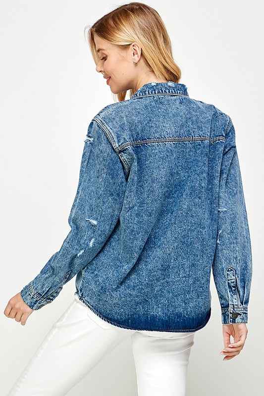 Women's Distressed Denim Shirts 17344983_5fdaaced-1625-41ac-864d-4147c70feac0
