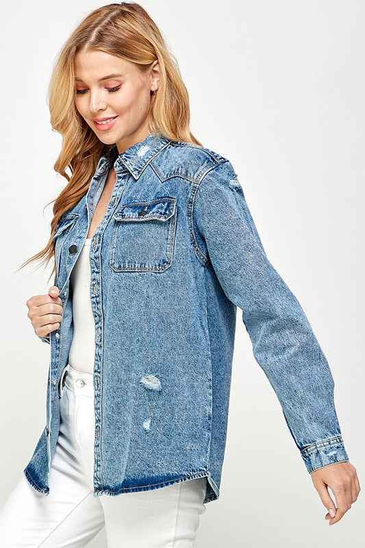 Women's Distressed Denim Shirts 17344983_79682ede-1dc6-4b29-a1bb-d90315e0f748