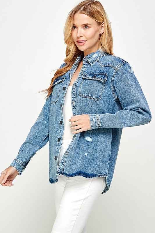 Women's Distressed Denim Shirts 17344983_a0069f28-367c-4ed5-8c8c-2e67c2026f1f