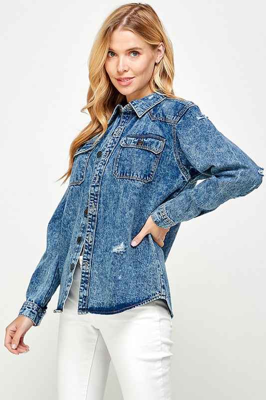 Women's Distressed Denim Shirts 17344983_a16f4350-cb49-437d-a6fe-e3b346097c4b
