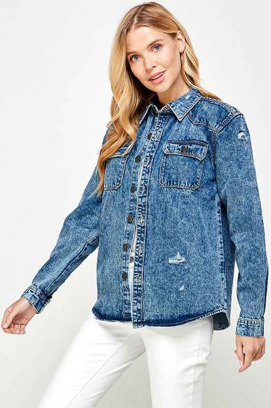 Women's Distressed Denim Shirts 17344983_e98fe82d-95d6-4435-a09c-f57509b68d4d
