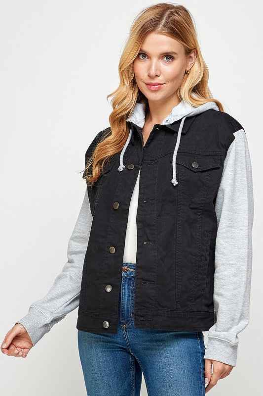 Women's Denim Jacket with Fleece Hoodies 17345068_aa293048-e8b3-481b-8a34-462e5e3762b8